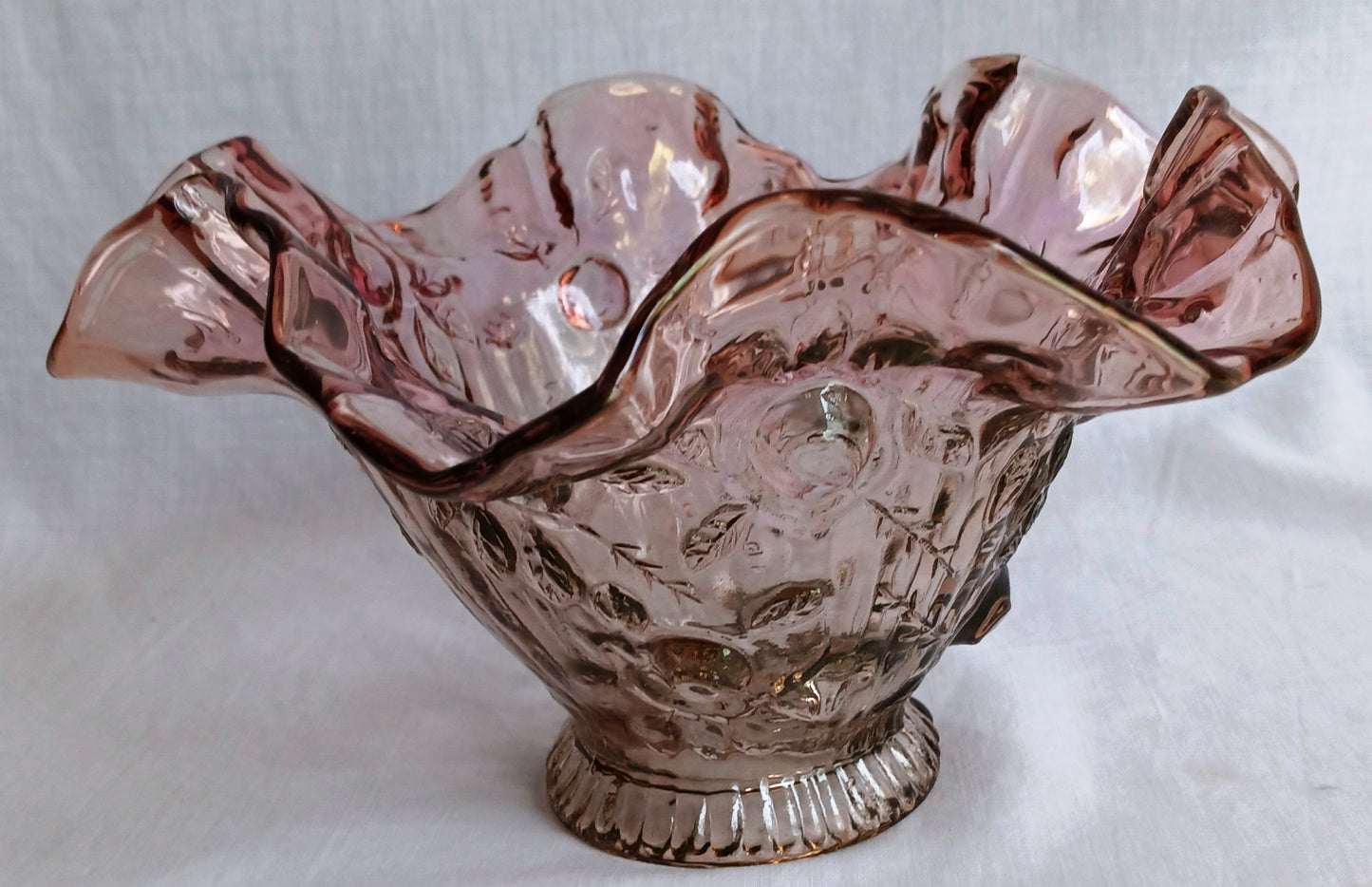 Vintage Fenton Glass Amethyst Glass Cabbage Rose Replacement Lamp Shade Ruffled Top Light Cover for Fairy Lamps