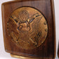 Vintage U.S. Great Seal Bookends Brass Wood Grain Raised Relief Eagle Banner E Pluribus Unum
