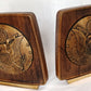 Vintage U.S. Great Seal Bookends Brass Wood Grain Raised Relief Eagle Banner E Pluribus Unum