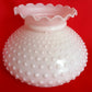 Vintage Hobnail Milk Glass Lampshade Ruffled Top for Hurricane Student Lamp Replacement Globe