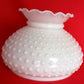 Vintage Hobnail Milk Glass Lampshade Ruffled Top for Hurricane Student Lamp Replacement Globe