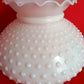 Vintage Hobnail Milk Glass Lampshade Ruffled Top for Hurricane Student Lamp Replacement Globe
