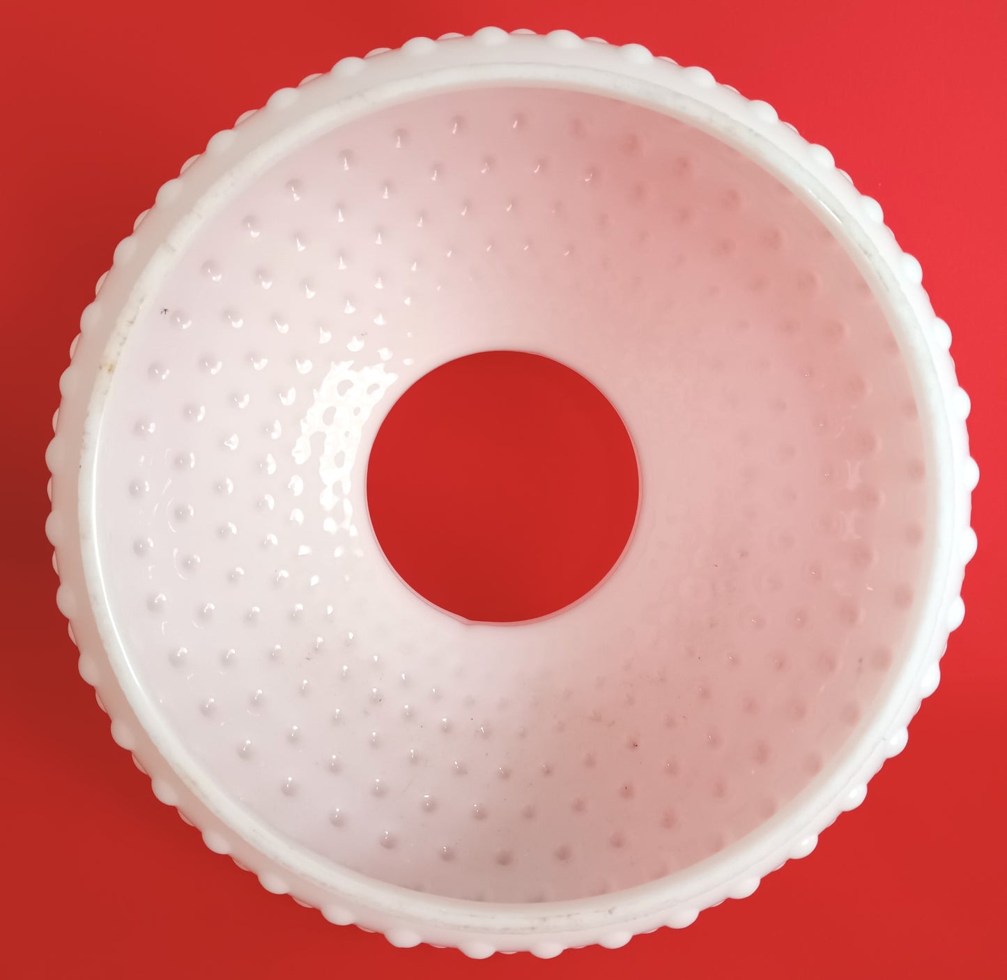 Vintage Hobnail Milk Glass Lampshade Ruffled Top for Hurricane Student Lamp Replacement Globe