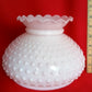 Vintage Hobnail Milk Glass Lampshade Ruffled Top for Hurricane Student Lamp Replacement Globe
