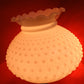 Vintage Hobnail Milk Glass Lampshade Ruffled Top for Hurricane Student Lamp Replacement Globe