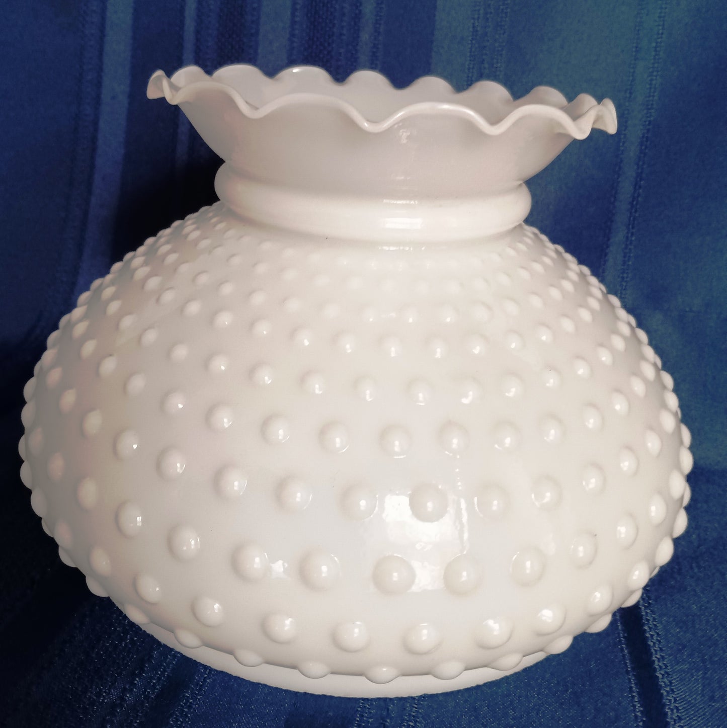 Vintage Hobnail Milk Glass Lampshade Ruffled Top for Hurricane Student Lamp Replacement Globe