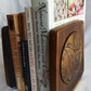Vintage U.S. Great Seal Bookends Brass Wood Grain Raised Relief Eagle Banner E Pluribus Unum