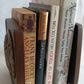Vintage U.S. Great Seal Bookends Brass Wood Grain Raised Relief Eagle Banner E Pluribus Unum