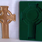 VTG True Celtic Cross Antique Gold Tone Finish Cast Pewter Made by Jeweled Cross-USA Wall Hanging Christian Cross NIB
