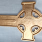 VTG True Celtic Cross Antique Gold Tone Finish Cast Pewter Made by Jeweled Cross-USA Wall Hanging Christian Cross NIB