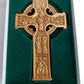 VTG True Celtic Cross Antique Gold Tone Finish Cast Pewter Made by Jeweled Cross-USA Wall Hanging Christian Cross NIB