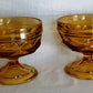 Vintage Set of 4 Bowls Anchor Hocking Fairfield Honey Gold Amber Glass Ice Cream Sherbet Champagne Coupe Low Stem Footed Glasses