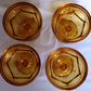 Vintage Set of 4 Bowls Anchor Hocking Fairfield Honey Gold Amber Glass Ice Cream Sherbet Champagne Coupe Low Stem Footed Glasses