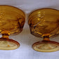 Vintage Set of 4 Bowls Anchor Hocking Fairfield Honey Gold Amber Glass Ice Cream Sherbet Champagne Coupe Low Stem Footed Glasses