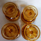 Vintage Set of 4 Bowls Anchor Hocking Fairfield Honey Gold Amber Glass Ice Cream Sherbet Champagne Coupe Low Stem Footed Glasses