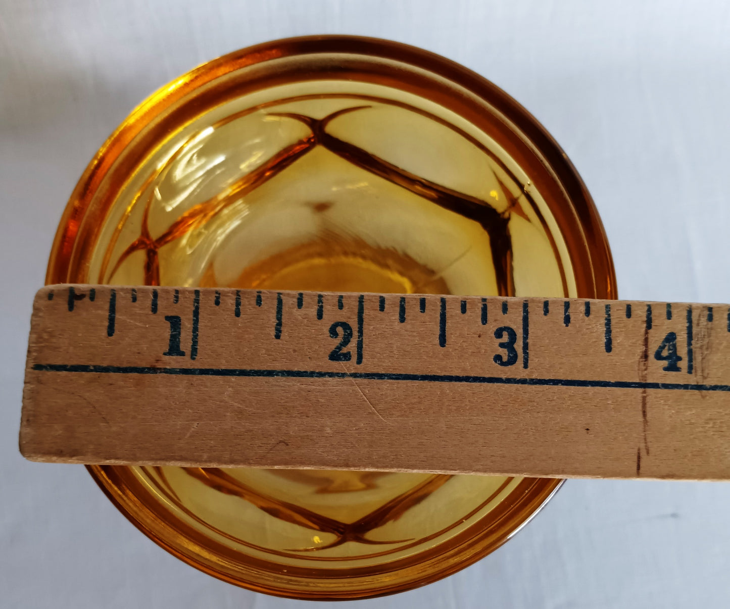 Vintage Set of 4 Bowls Anchor Hocking Fairfield Honey Gold Amber Glass Ice Cream Sherbet Champagne Coupe Low Stem Footed Glasses