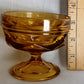 Vintage Set of 4 Bowls Anchor Hocking Fairfield Honey Gold Amber Glass Ice Cream Sherbet Champagne Coupe Low Stem Footed Glasses