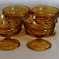 Vintage Set of 4 Bowls Anchor Hocking Fairfield Honey Gold Amber Glass Ice Cream Sherbet Champagne Coupe Low Stem Footed Glasses