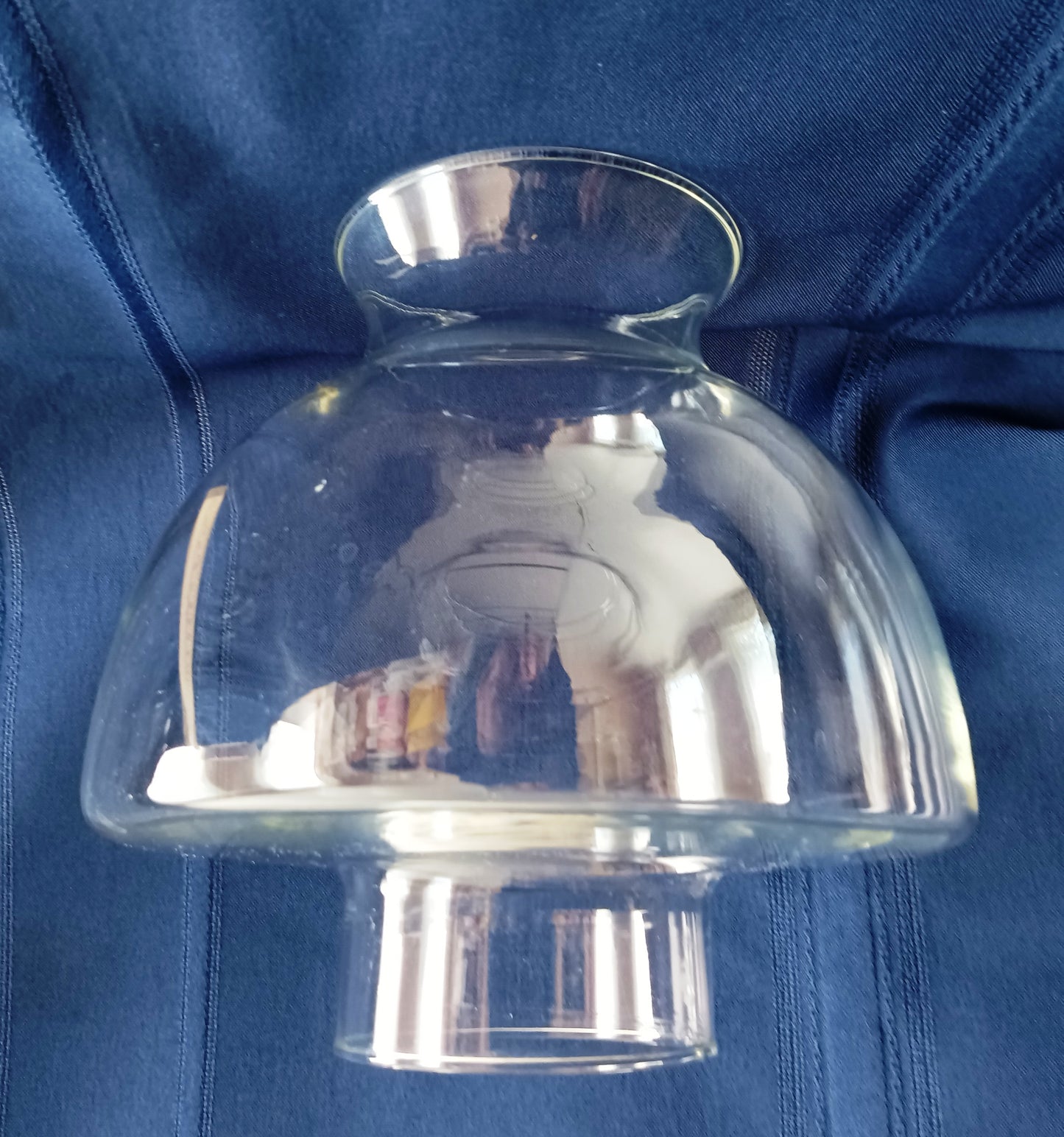 Vintage Clear Glass Mushroom Style Hurricane Lampshade Replacement Ball Chimney Globe Oil Kerosene Student Lamp-NOS