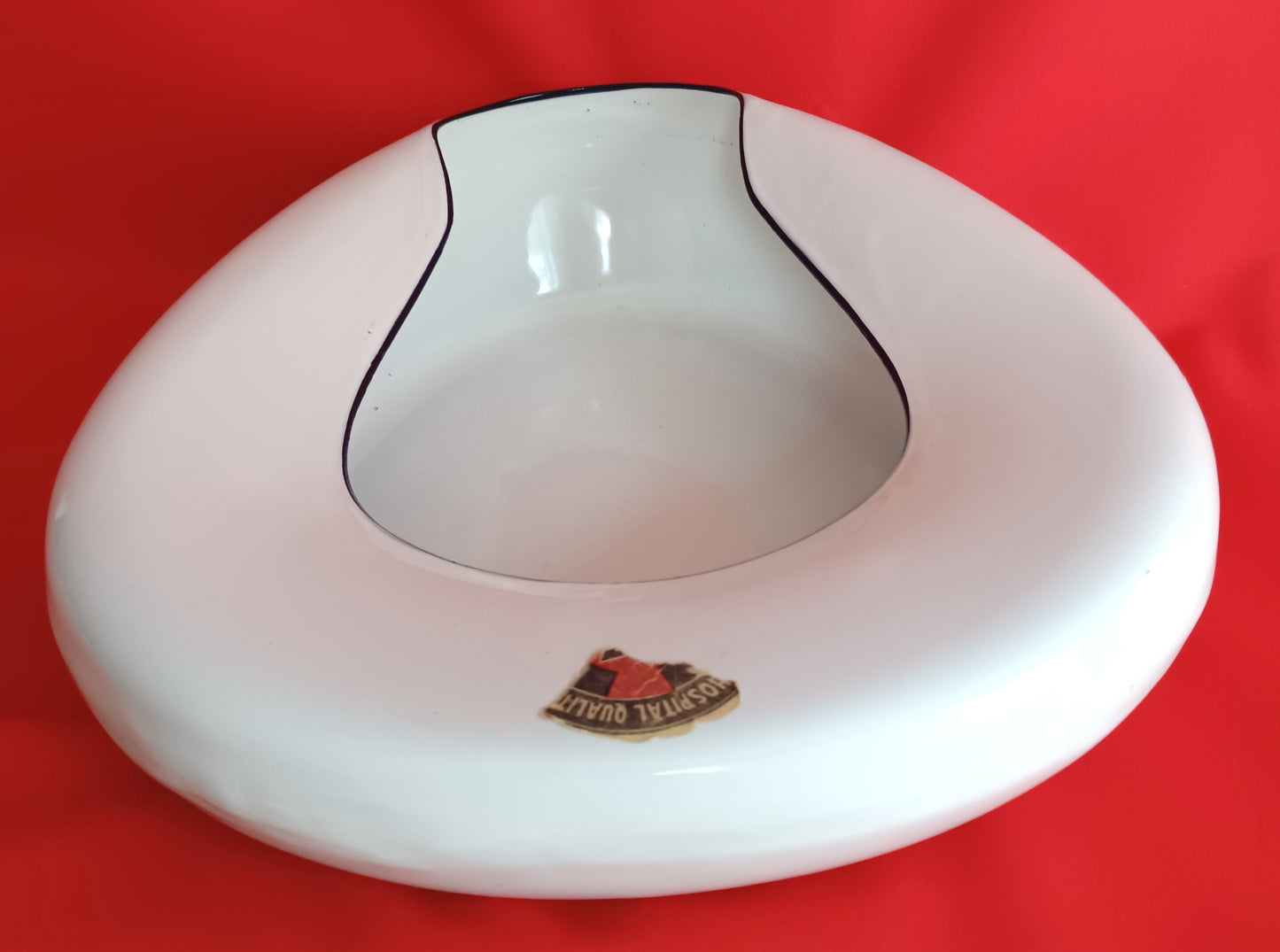 Vintage Mid Century Porcelain Enameled Steel Hospital Standard Bedpan Medical Artifacts Collection Enamelware - NOS