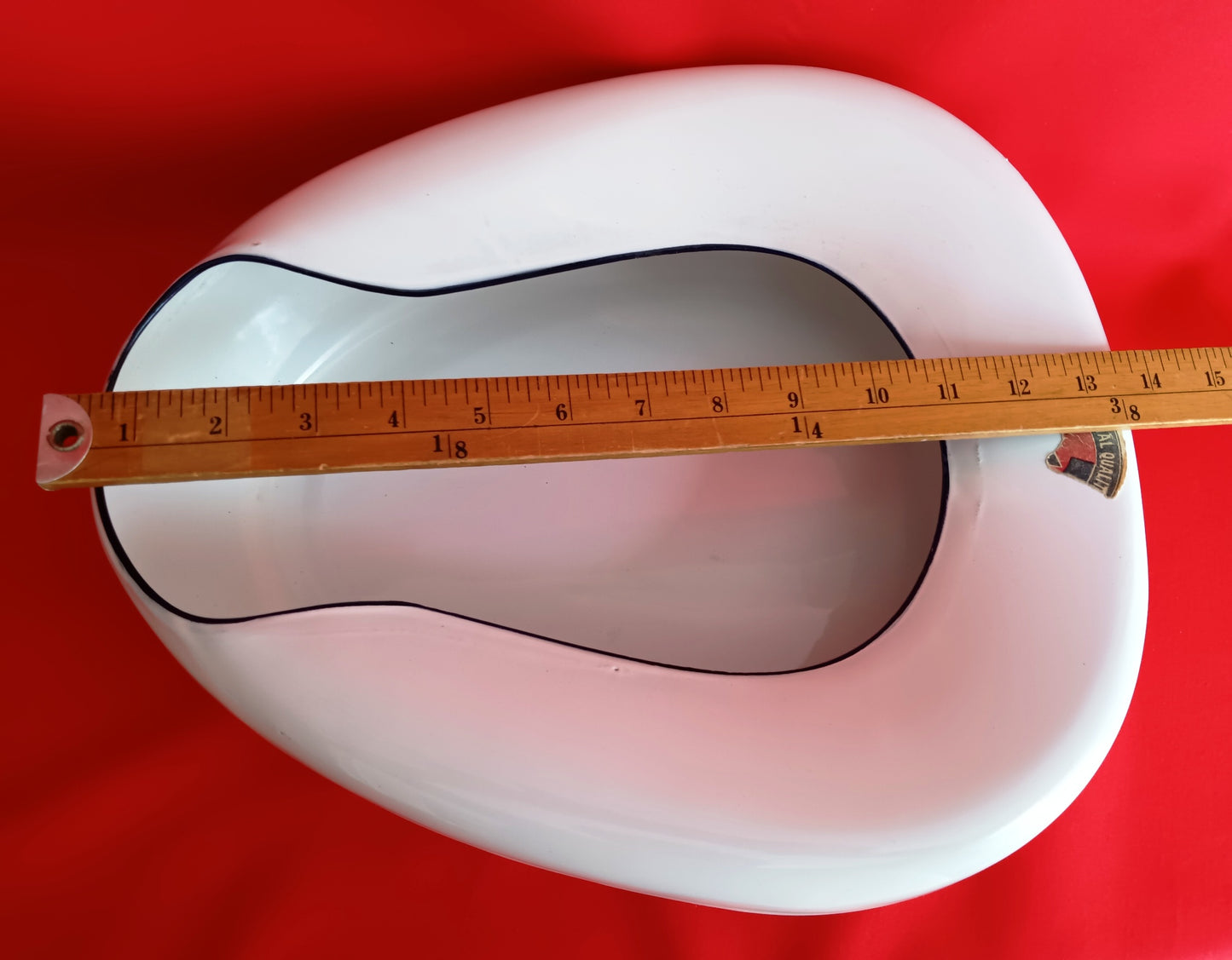 Vintage Mid Century Porcelain Enameled Steel Hospital Standard Bedpan Medical Artifacts Collection Enamelware - NOS