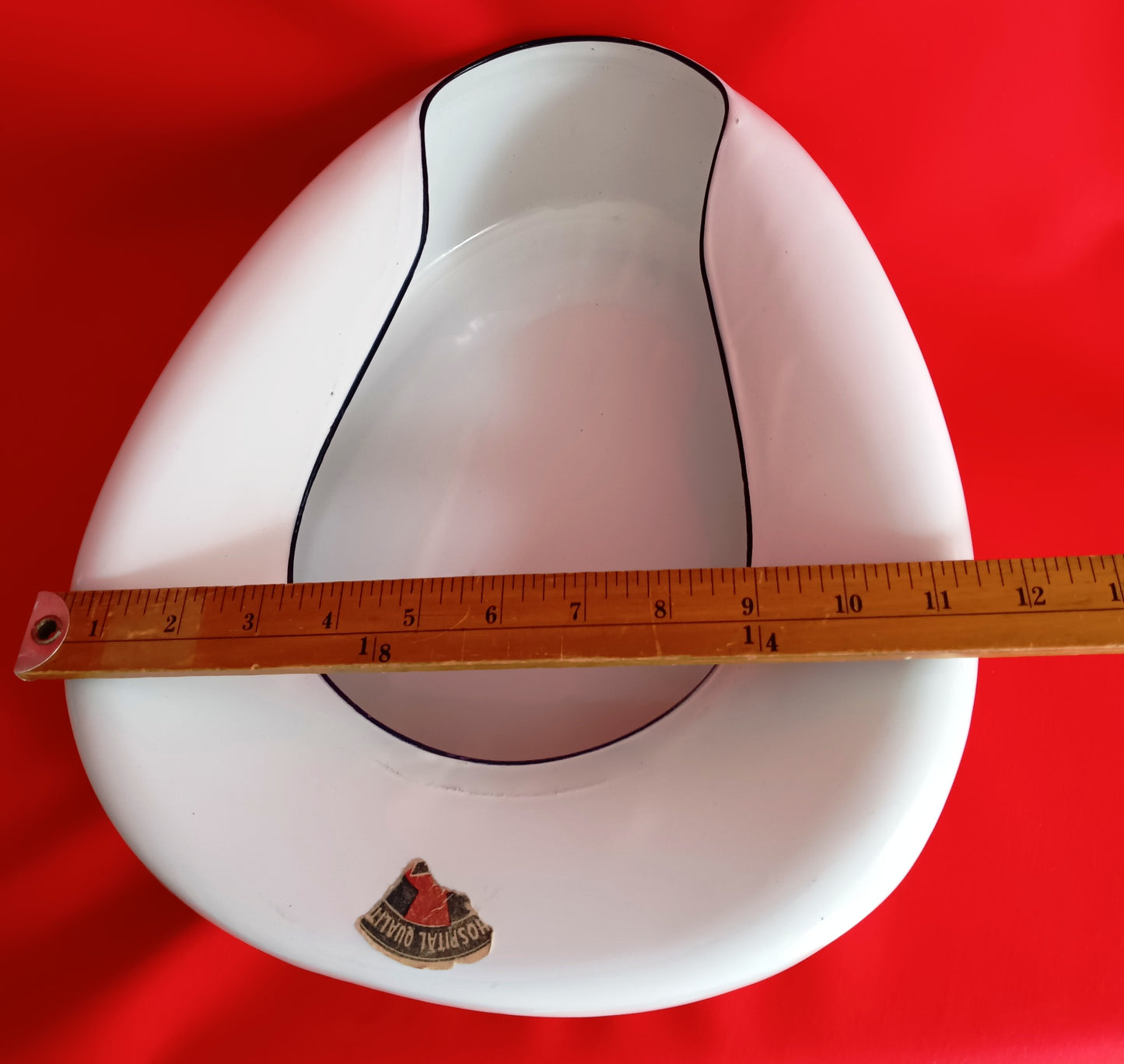 Vintage Mid Century Porcelain Enameled Steel Hospital Standard Bedpan Medical Artifacts Collection Enamelware - NOS