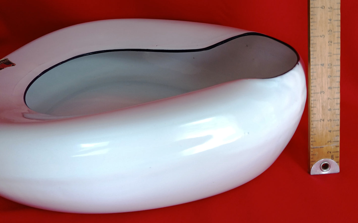 Vintage Mid Century Porcelain Enameled Steel Hospital Standard Bedpan Medical Artifacts Collection Enamelware - NOS