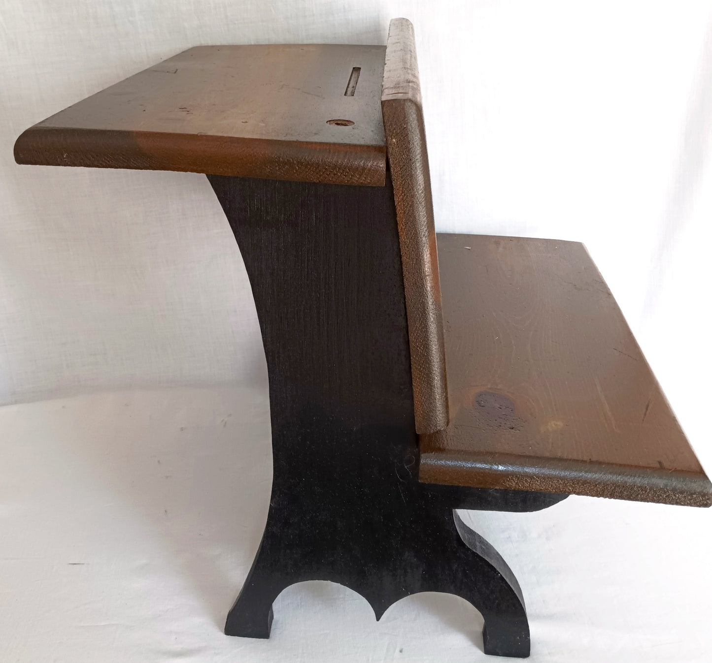 Vintage Handcrafted Wooden Children School Small Desk Bench Seat Side Table Plant Stand Doll Display Photography Props
