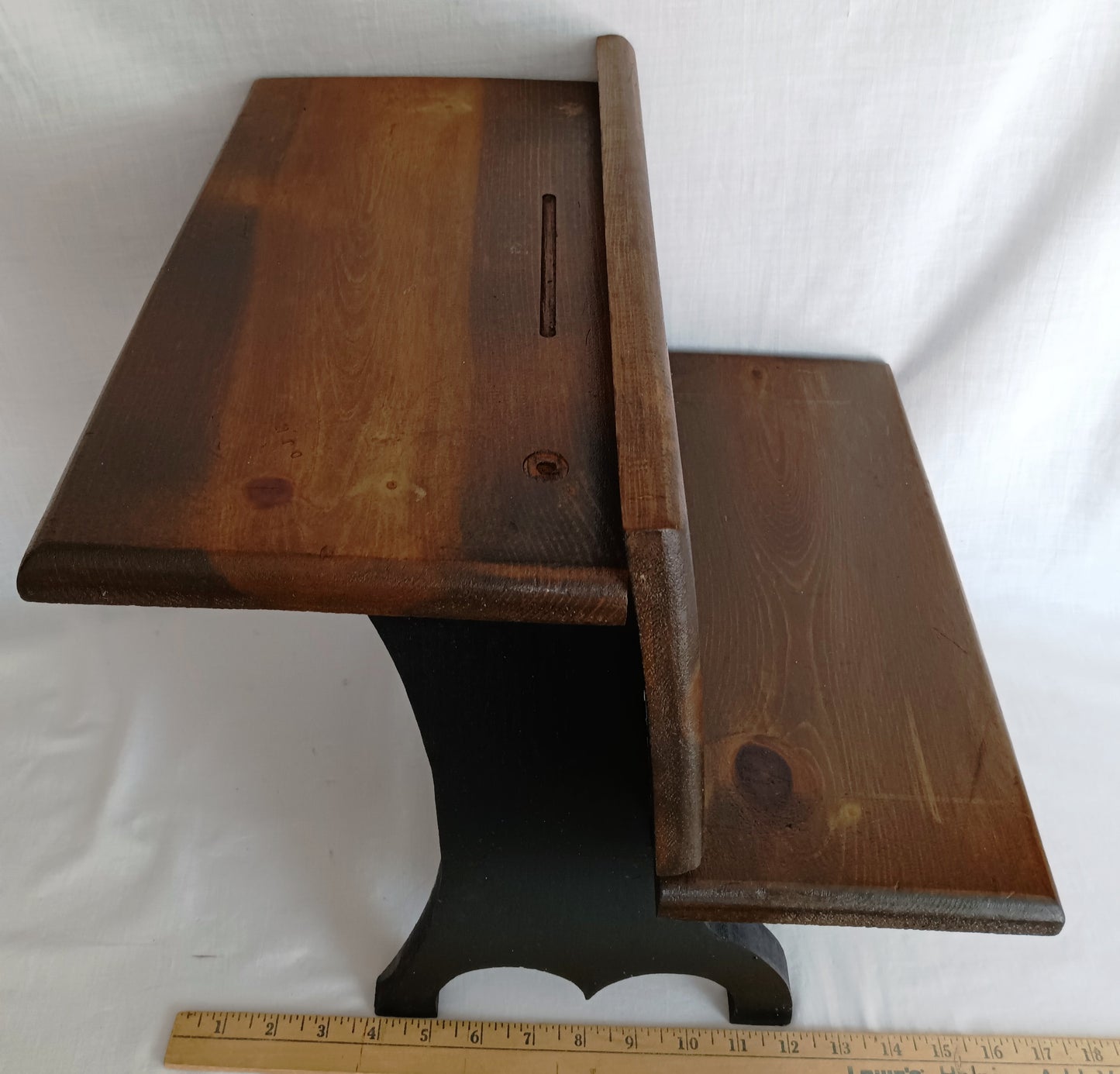 Vintage Handcrafted Wooden Children School Small Desk Bench Seat Side Table Plant Stand Doll Display Photography Props
