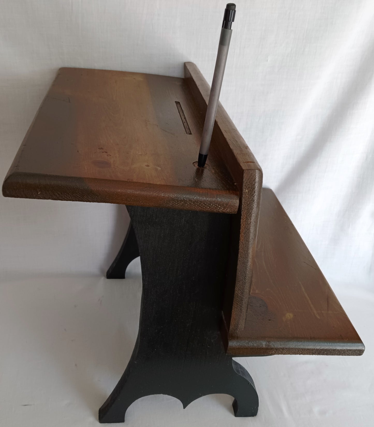 Vintage Handcrafted Wooden Children School Small Desk Bench Seat Side Table Plant Stand Doll Display Photography Props
