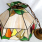 Vintage Sinrod Stained Glass Studios 197 Hanging Pendant Swag Lamp Raised Fruit Motif Brass Metal Chain Canopy Milk Glass Globe