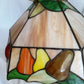 Vintage Sinrod Stained Glass Studios 197 Hanging Pendant Swag Lamp Raised Fruit Motif Brass Metal Chain Canopy Milk Glass Globe