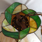 Vintage Sinrod Stained Glass Studios 197 Hanging Pendant Swag Lamp Raised Fruit Motif Brass Metal Chain Canopy Milk Glass Globe