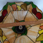 Vintage Sinrod Stained Glass Studios 197 Hanging Pendant Swag Lamp Raised Fruit Motif Brass Metal Chain Canopy Milk Glass Globe