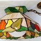 Vintage Sinrod Stained Glass Studios 197 Hanging Pendant Swag Lamp Raised Fruit Motif Brass Metal Chain Canopy Milk Glass Globe