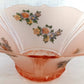 Vintage Lancaster Glass Pink Frosted Glass Ceiling Pendant Replacement Lampshade Painted Flower Decals Clear Ribbed Scalloped Edge 12” D