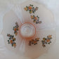 Vintage Lancaster Glass Pink Frosted Glass Ceiling Pendant Replacement Lampshade Painted Flower Decals Clear Ribbed Scalloped Edge 12” D