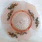 Vintage Lancaster Glass Pink Frosted Glass Ceiling Pendant Replacement Lampshade Painted Flower Decals Clear Ribbed Scalloped Edge 12” D