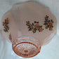Vintage Lancaster Glass Pink Frosted Glass Ceiling Pendant Replacement Lampshade Painted Flower Decals Clear Ribbed Scalloped Edge 12” D