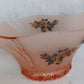 Vintage Lancaster Glass Pink Frosted Glass Ceiling Pendant Replacement Lampshade Painted Flower Decals Clear Ribbed Scalloped Edge 12” D