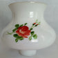 Vintage Milk Glass Lampshade Hand Painted Red Roses Straight Neck Globe Chandelier Fan Ceiling Fixture Replacement Lamp Part