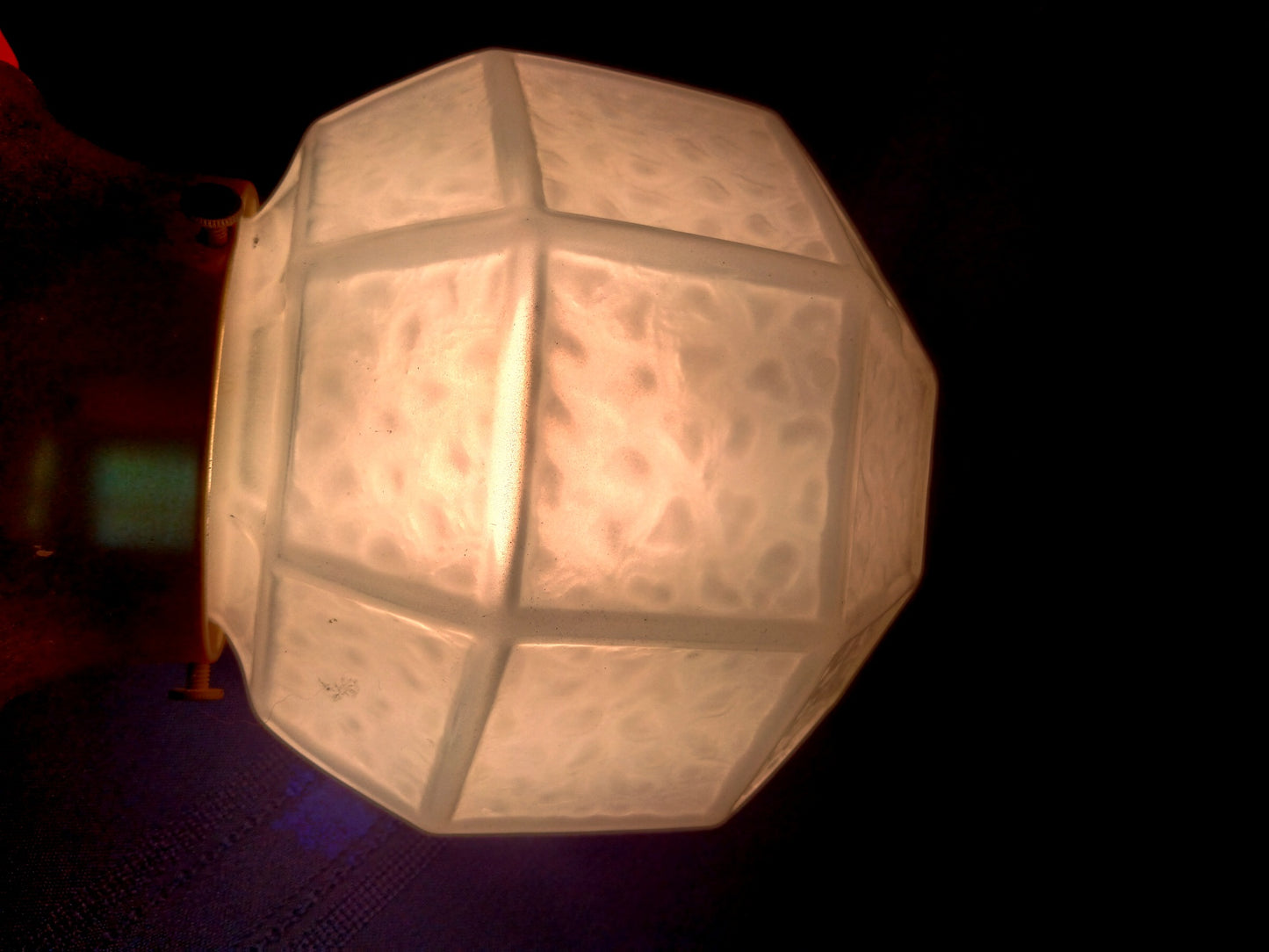 Vintage Art Deco MCM Flush Mount Ceiling Sconce Wall Light Fixture Textured Geometric Design Milk Glass Globe Retro Lighting