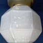 Vintage Art Deco MCM Flush Mount Ceiling Sconce Wall Light Fixture Textured Geometric Design Milk Glass Globe Retro Lighting