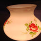 Vintage Milk Glass Lampshade Hand Painted Red Roses Straight Neck Globe Chandelier Fan Ceiling Fixture Replacement Lamp Part