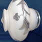 Vintage Art Deco Frosted Pressed Glass Globe Raised Clear Floral Leaf Pattern Replacement Shade Ceiling Wall Sconce 3.25 inches Fitter
