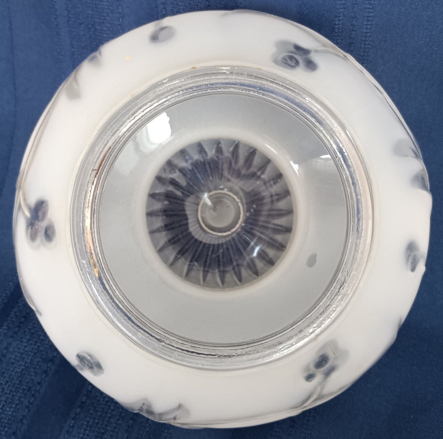 Vintage Art Deco Frosted Pressed Glass Globe Raised Clear Floral Leaf Pattern Replacement Shade Ceiling Wall Sconce 3.25 inches Fitter