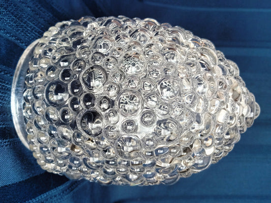 Vintage Clear Pressed Glass Globe Acorn Shape Bubble Replacement Lampshade Ceiling Wall Sconce 3.25 In Lip Fitter-NOS