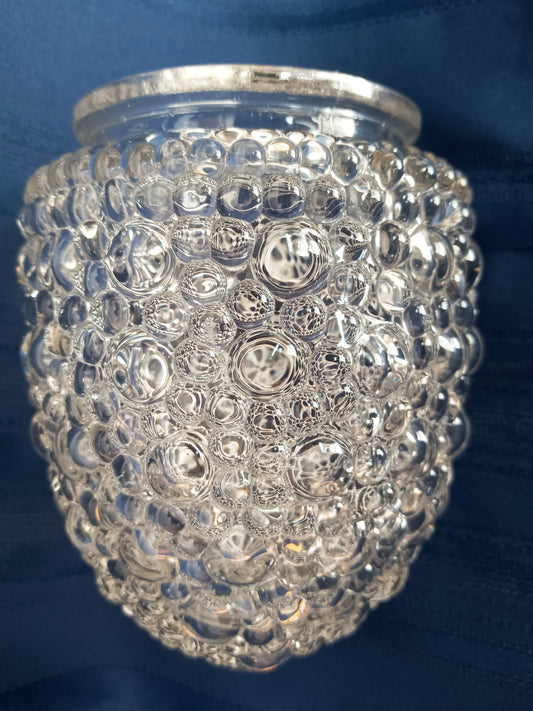 Vintage Clear Pressed Glass Globe Acorn Shape Bubble Replacement Lampshade Ceiling Wall Sconce 3.25 In Lip Fitter-NOS