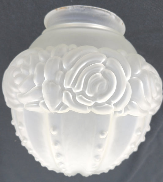 Vintage Art Deco Satin Frosted Embossed Glass Acorn Lampshade Rose Design Replacement Globe Ceiling Light Wall Sconce