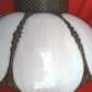 Vintage White Slag Glass Tiffany Style Large Swag Pendant Ornate Rubbed Bronze Finish Rose Design Milk Glass Globe Metal Chain 19” D
